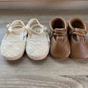 Two pairs Baby Shoes, Leather t-straps and sandals